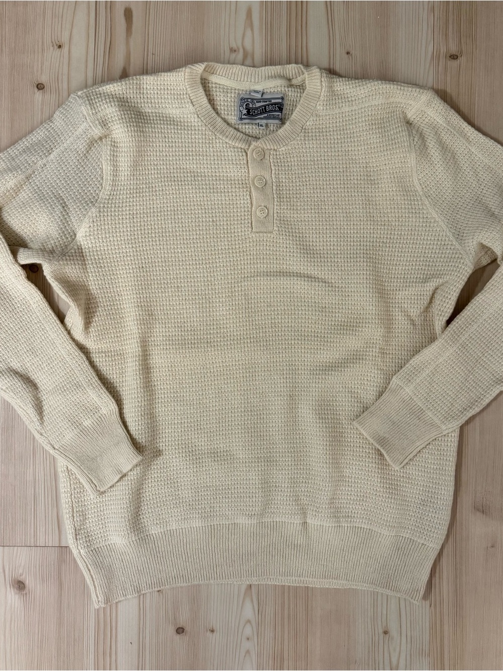 Schott Wool Henley Long Sleeve Tee